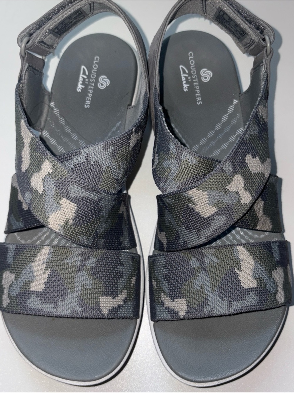 Skechers Cloudsteppers Camo Gray Strappy Sandals